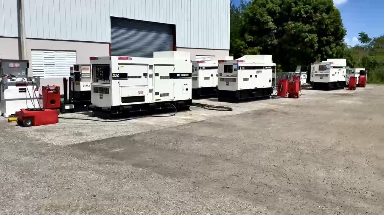 A Few Load Banks Are Connected To A Few Fixed Generators Outdoor At A Client Site.